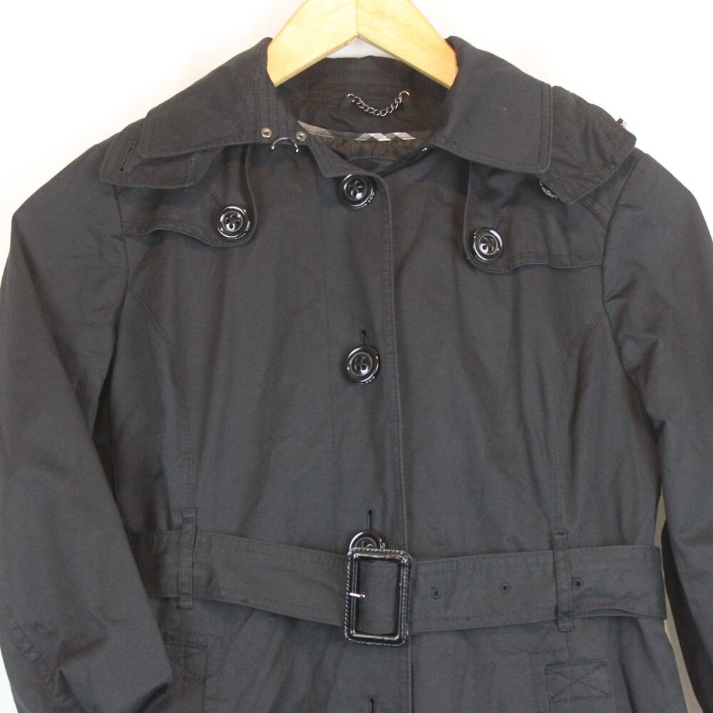 London Fog Heritage PS Black Long Trench Coat with Hood - Picture 12 of 16